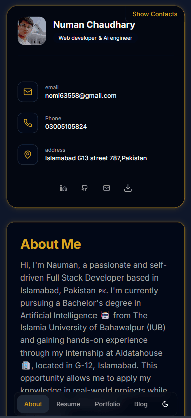 iamNuman – Personal Portfolio with Admin Dashboard screenshot 2