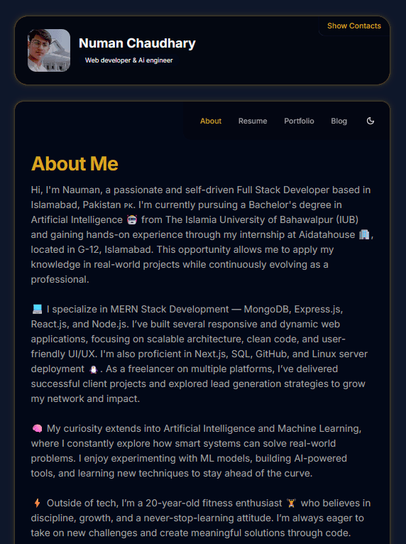 iamNuman – Personal Portfolio with Admin Dashboard screenshot 3