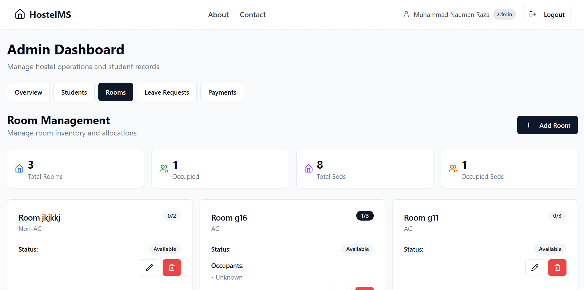 🏨 Hostel Management System – Full-Stack Web App screenshot 1
