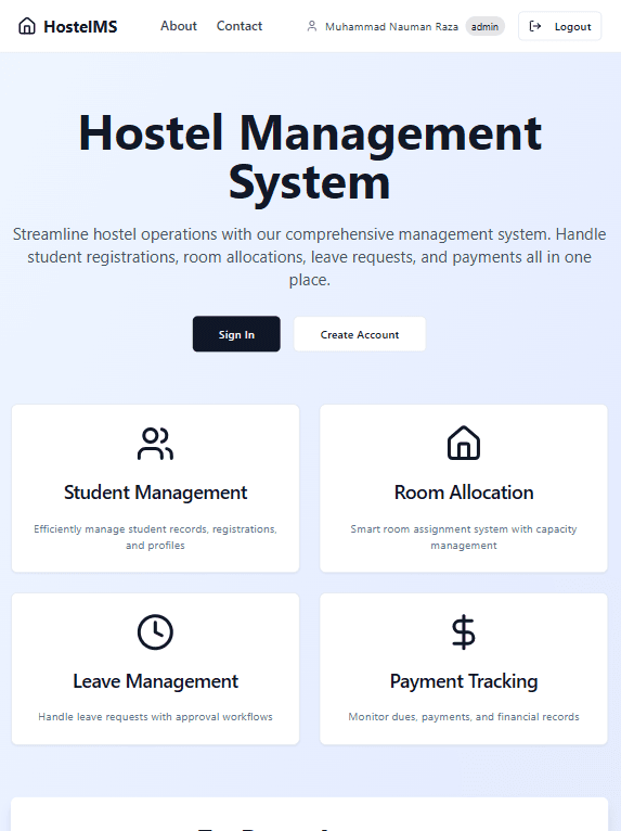 🏨 Hostel Management System – Full-Stack Web App screenshot 2